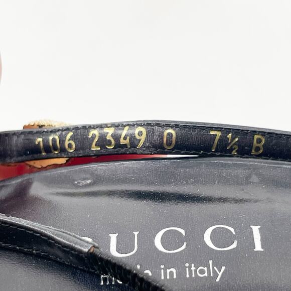 Vintage Gucci Black Leather Tiger Head Slingback Heeled Sandals size 7.5 - Picture 10 of 12